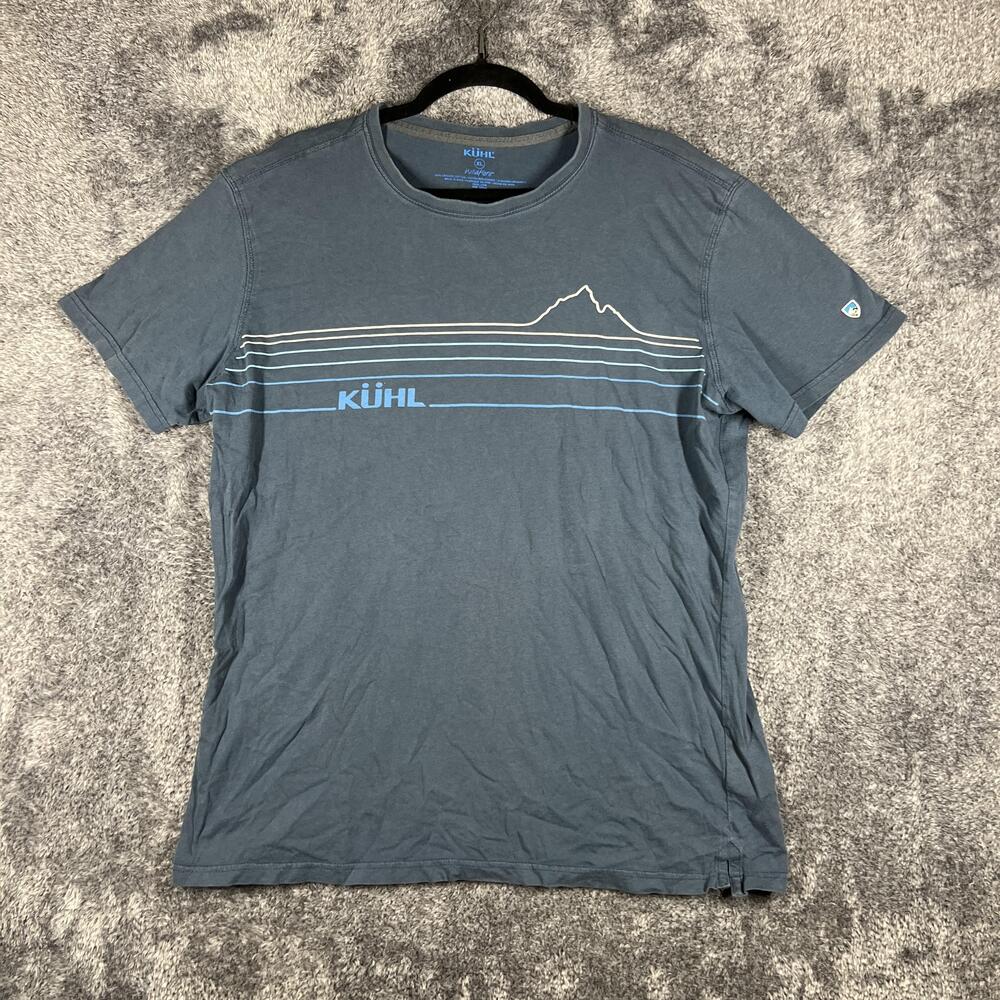 KÜHL Shirt Mens XL Blue Mountain Crew Neck Tagless Organic Cotton Wildfibre